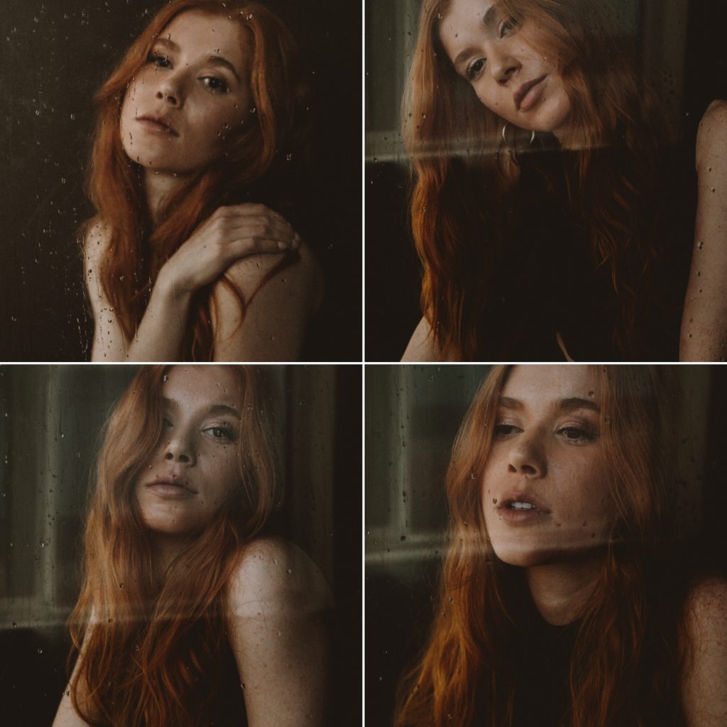 Moody rainy window portraits inspired by the song St. Honesty.